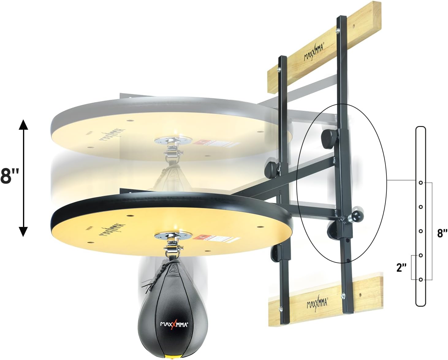 MaxxMMA Heavy Duty Adjustable 24" Speed Bag Platform Kit with 10" x 7" Speed Ball