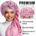 thumbnail image 2 of Extra Large Hair Long Silk Bonnet Cap With Elastic Satin Hair Band Comfortable Head Cover Night Sleep Hat For Sleeping Shower Blue, 2 of 6