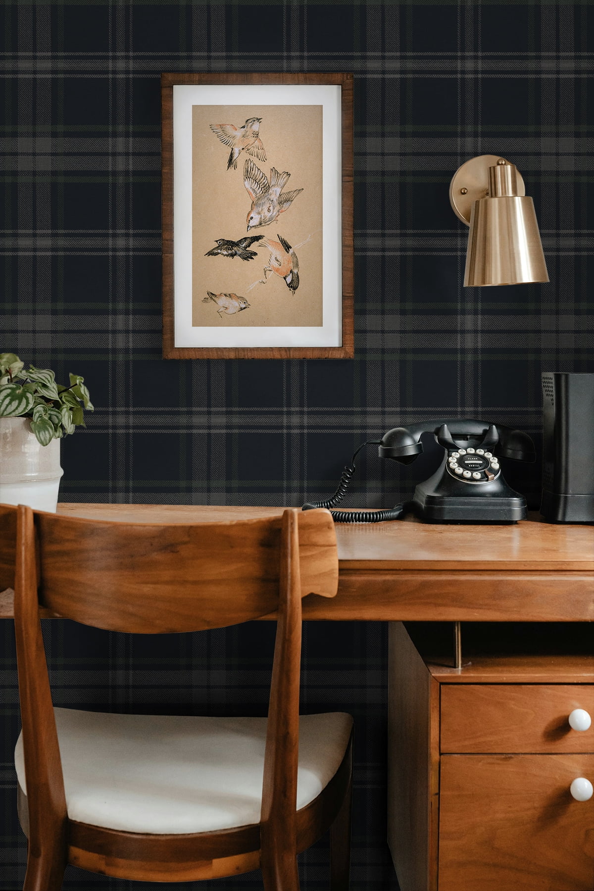 Nextwall Dark Blue & Evergreen Sennehill Plaid Peel And Stick Wallpaper - 20.5 in. W x 18 ft. L Roll