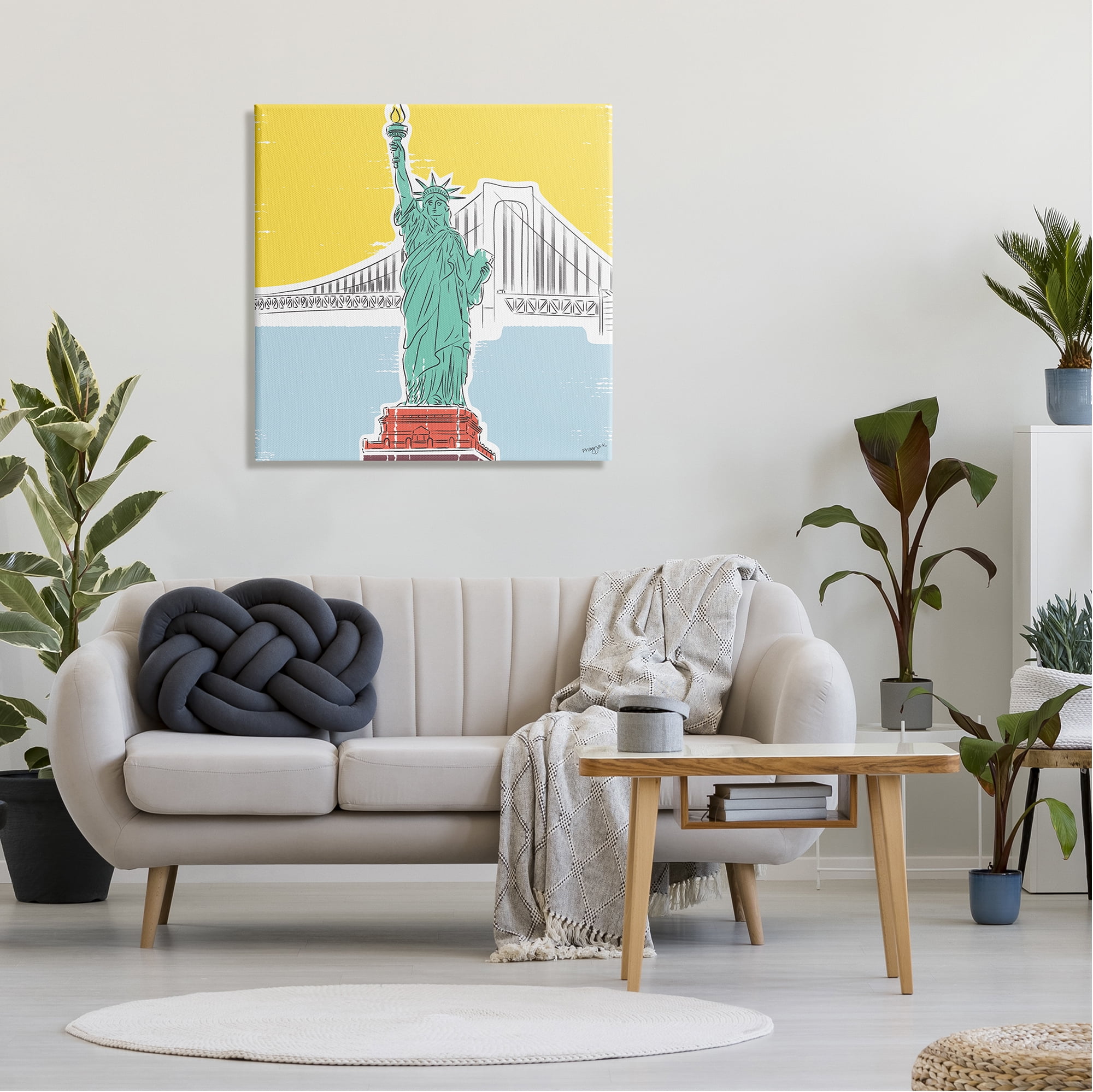 Stupell Industries Statue of Liberty Portrait Travel & Places Painting Gallery Wrapped Canvas Art Print Wall Art, 30 x 30