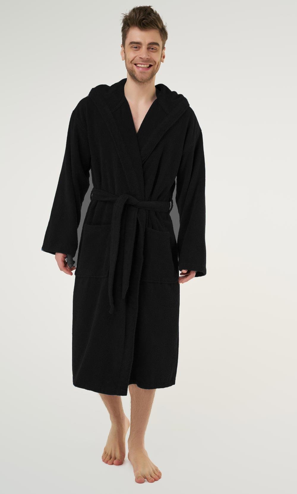 Unisex 100% Egyptian Soft Cotton Terry Toweling Hooded Bath Robes Dressing Gown