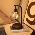 thumbnail image 3 of Industrial Desk Table Lamp,LED Night Light Wrought Iron Romantic Bedside Nightstand Lamp for Bedroom Living Room,Office,House Bedside Nightstand Reading,2AA Batteries not Included, 3 of 9