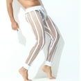 thumbnail image 5 of YLSDY Men's Fishnet Pants See-Through Mesh Pants Hollow out Joggers Pants Home Pants Clubwear Trousers White M, 5 of 9