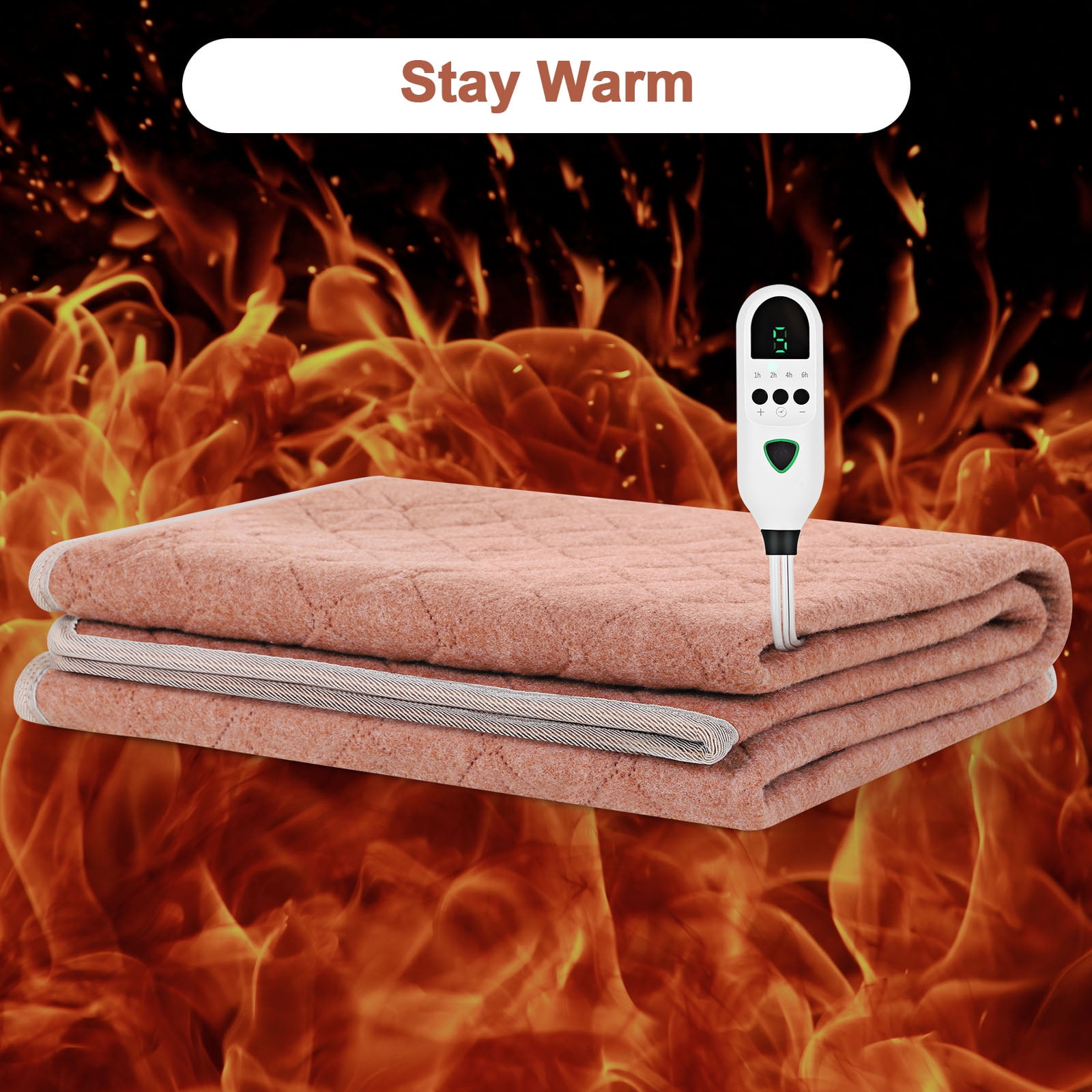 Electric Heating Blanket 63x31.5in Soft Flannel Heated Blanket with 9 Temperature Settings & 4 Timer ETL Certified Machine Washable for Bed Sofa OfficeBrown