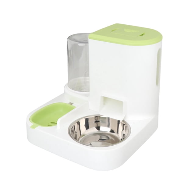 Comedero automático para mascotas, bebedero, cuenco doble para gatos y perros, base antideslizante de 2 pulgadas Verde