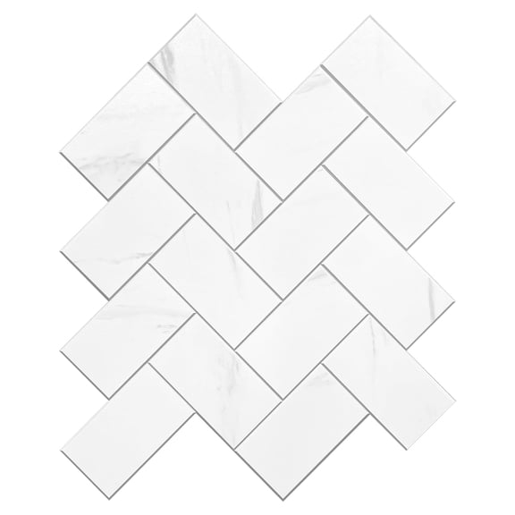 Murella SPC collection peel and stick backsplash tile 9.5X10.7 Marble Herringbone - Single Tile