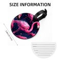 thumbnail image 5 of Flamingo Tropical Rainforest Set of 2pcs PU Leather Round Suitcase Tags with Privacy Cover and Name ID Tag - Ideal for Travel Luggage, Handbags, Backpacks, School Bags, 5 of 6