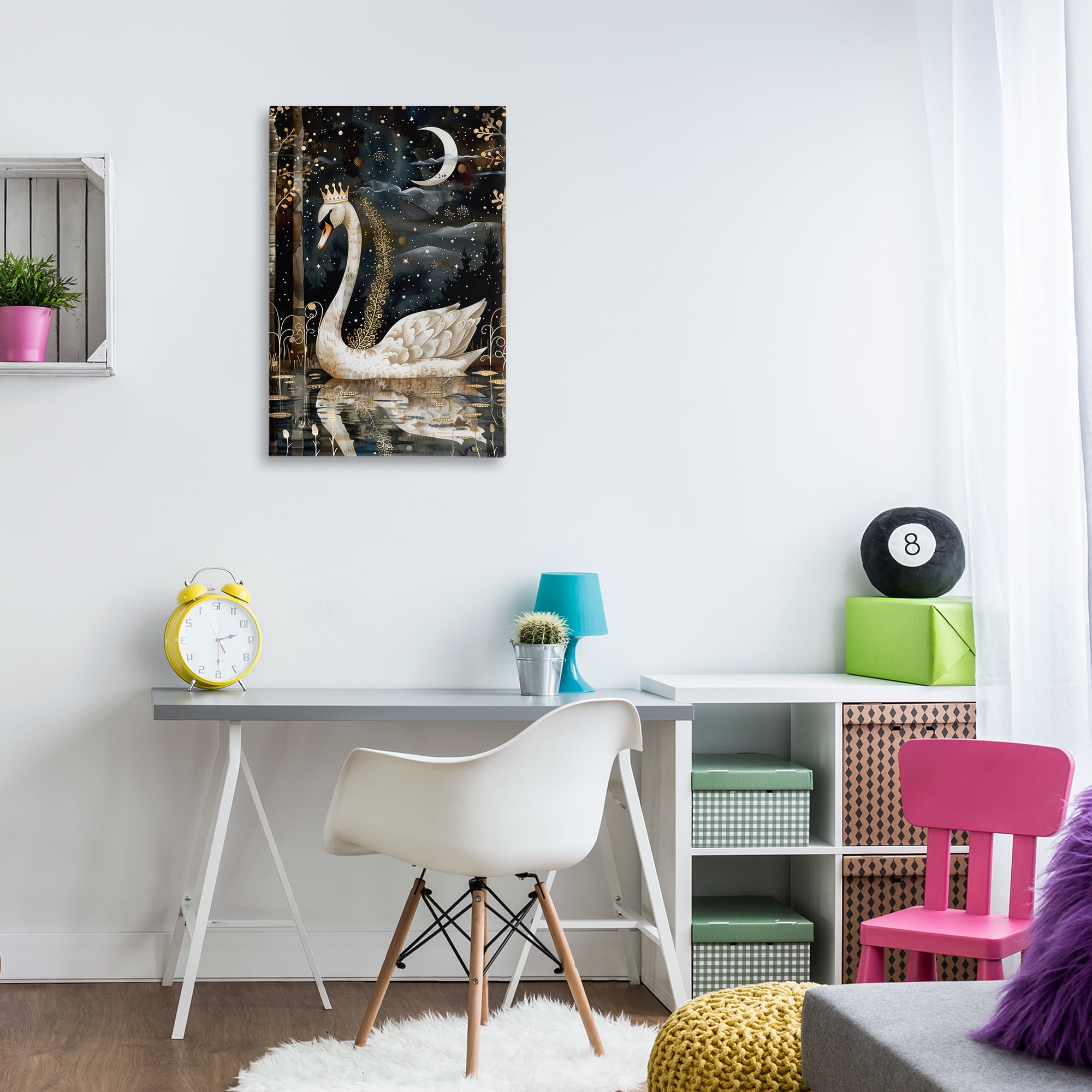 Stupell Industries Regal Swan Moonlight Animals & Insects Painting Gallery Wrapped Canvas Art Print Wall Art, 20 x 30