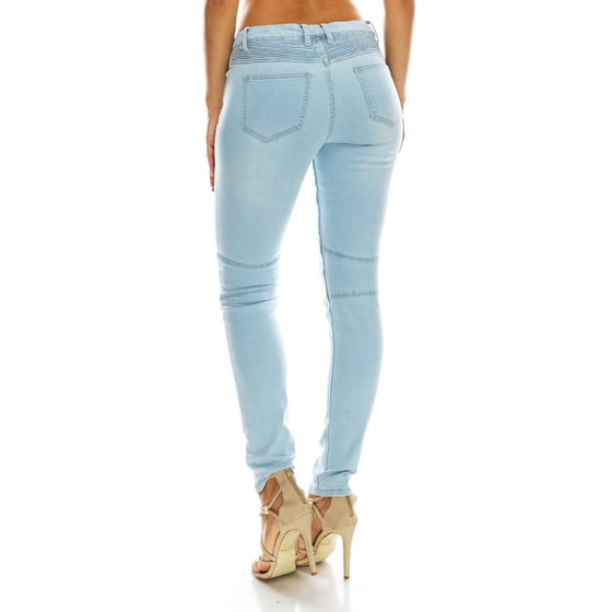Love Moda Love Moda Women's Skinny Fit Denim Moto Jeans (Lt.Blue, 3X