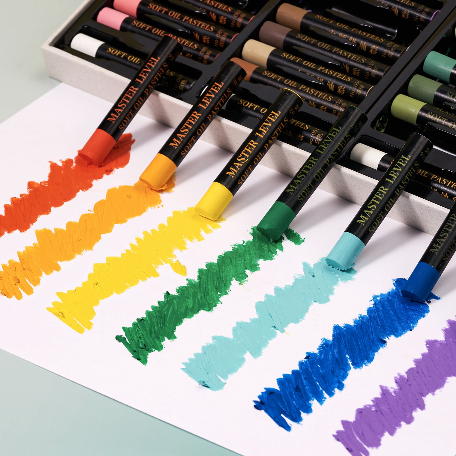Lightwish Professional Oil Pastels, 48 Assorted Color and 4 White, Set of 52, Creamy&Vibrant Soft Oil Pastels for Artists