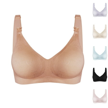 CFLVAEK Womens Nursing Bra with Support Ultra Comfort Wirefree Maternity Bras Push Up Bras for Pregnancy Seamless Sleep Bralette Blue XXL