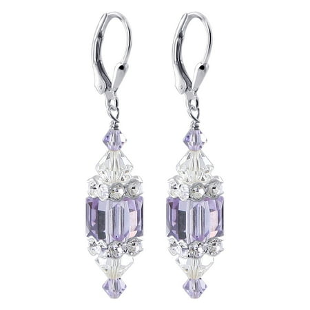 .925 sterling silver purple crystal earrings