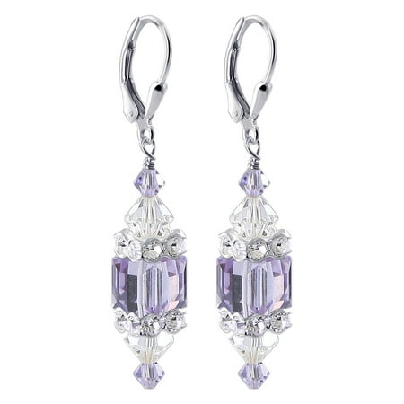 .925 sterling silver purple crystal earrings