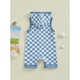 thumbnail image 5 of Musuos Baby Boys Hooded Jumpsuit 3M 6M 12M 18M Checkerboard Pocket Sleeveless Hoodies Romper Summer Clothes for Infant, 5 of 10