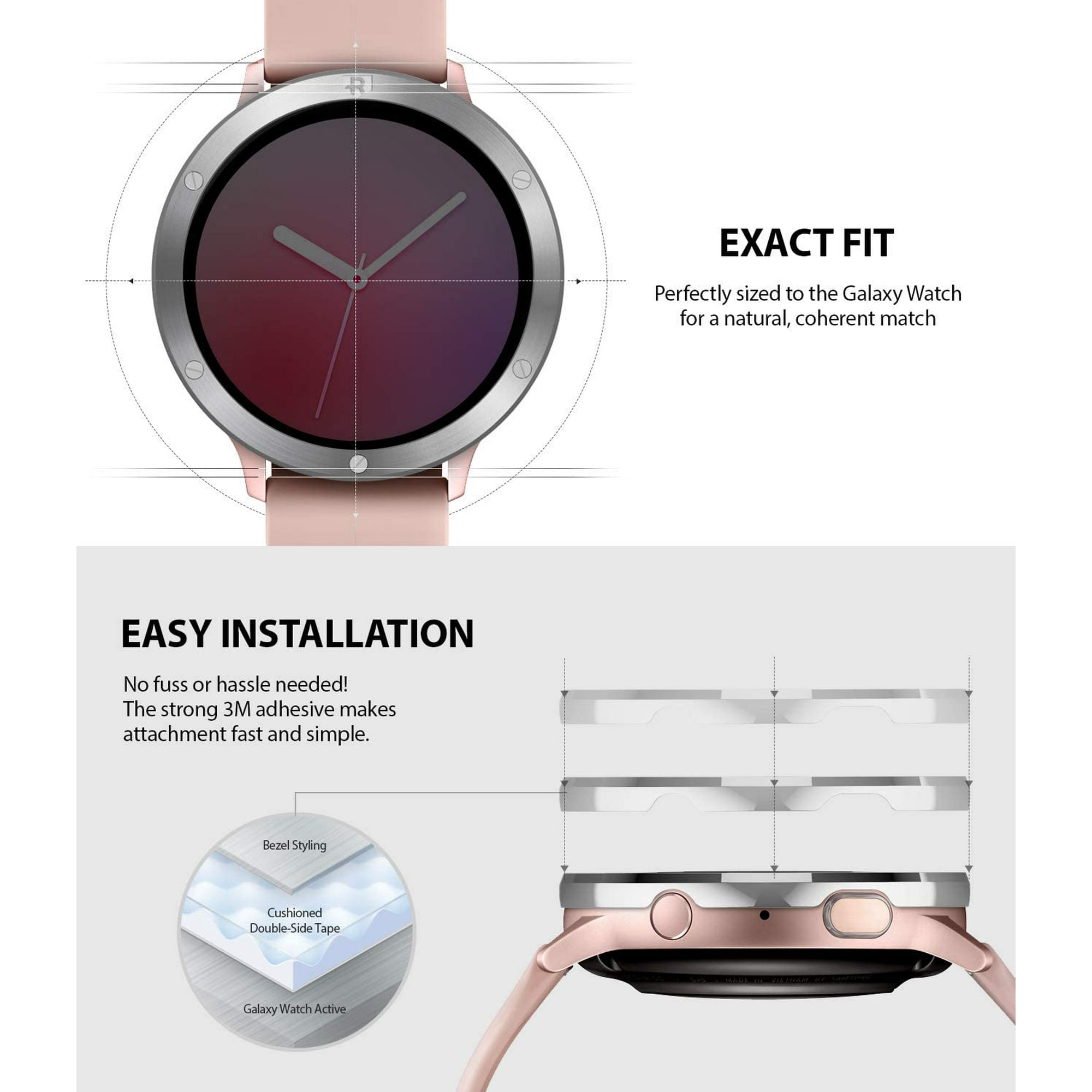 Ringke Bezel Styling Cover for Galaxy Watch Active 2 44mm 2019 Case Bezel Ring Adhesive Accessory Silver Walmart