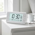 thumbnail image 2 of REGALWOVEN Digital Alarm Clock Large LED Display, Three Alarms, Batteries Powered for Bedroom/Dorm White 4.9"L x 3.0"W x 2.6"H, 2 of 6