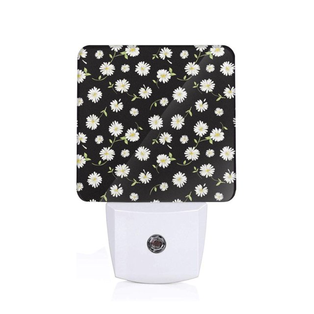Fotbe Daisies Flowers Luz Nocturna LED, Luz de Noche con Sensor de Luz Natural de Anochecer a Amanecer, Se Enchufa a la Pared, Blanco Cálido 0.5W-US