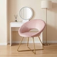 thumbnail image 2 of iooHug Modern Silky Velvet Upholstered Accent Chair with Metal Sled Base.(Pink), 2 of 7
