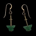 thumbnail image 3 of Jade Butterfly 14K Rose Gold Filled Leaf Earrings | 1 3/4" Long| Green | 1 Pair|, 3 of 8