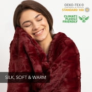 Everlasting Comfort Luxury Polyester Throw Blanket - Soft, 65”x50” (Dark Red)