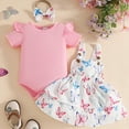 thumbnail image 3 of Baby Girl Summer Outfits Set Cute Cartoon Printed Short Sleeve Top Pinafore Dress Three Piece Set Newborn Baby Girl Clothes, 3 of 4