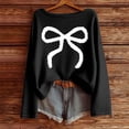 thumbnail image 2 of Bow Sweater Round Neck Cozy Long Sleeve Shirts Pullover Tops Soft Sweatshirts for Women Fall Basic Clothes 2026, 2 of 4