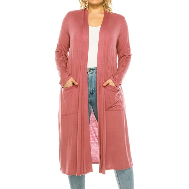Women's Plus Size, Casual Long Open Front Drape Duster Sweater Cardigan