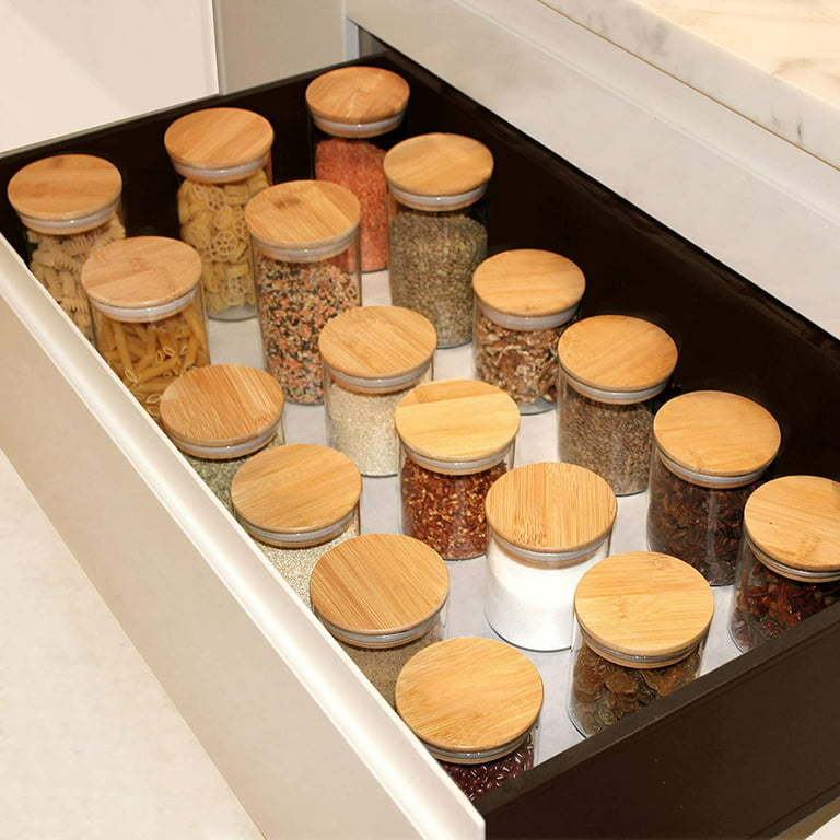 Glass Jars with Bamboo Lids EcoEvo, Glass Spice Jars Set, Glass