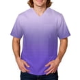 thumbnail image 2 of Domuza Mens Scrubs Top Tie-Dye Gradient V Neck Short Sleeve Work Uniform Big and Tall Soft Comfy Medical Scrub Tops with 3 Pockets Purple M, 2 of 5