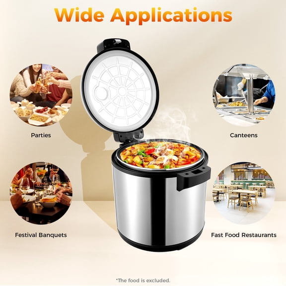 Electric Rice Warmer Stainless Steel Cylindrical Shape Commercial Rice Warmers For The Insulation Of Porridge, Sugar Water, Dishes, Rice,