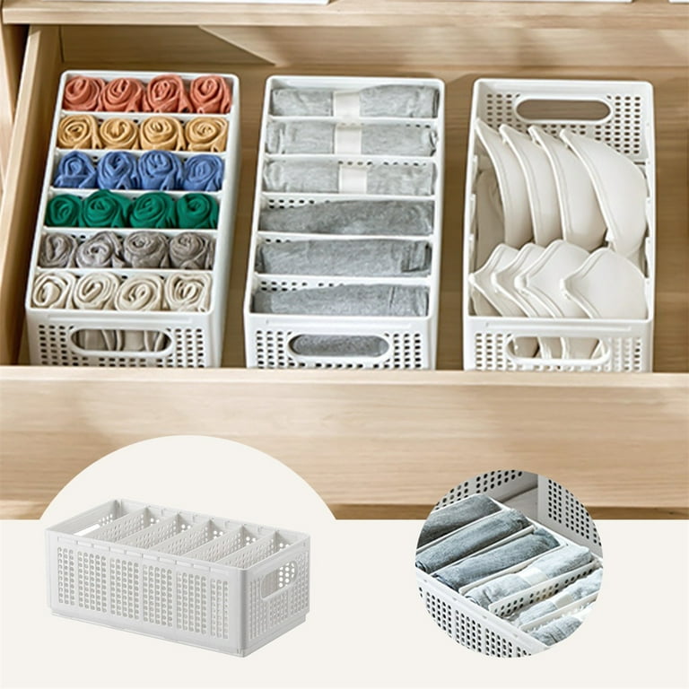 yazi Stackable Closet Storage Box, 5 Pack Closet Shelf Organizer and  Storage Plastic Drawer Storage, Wardrobe Organizer Sweater Closet  Organizers