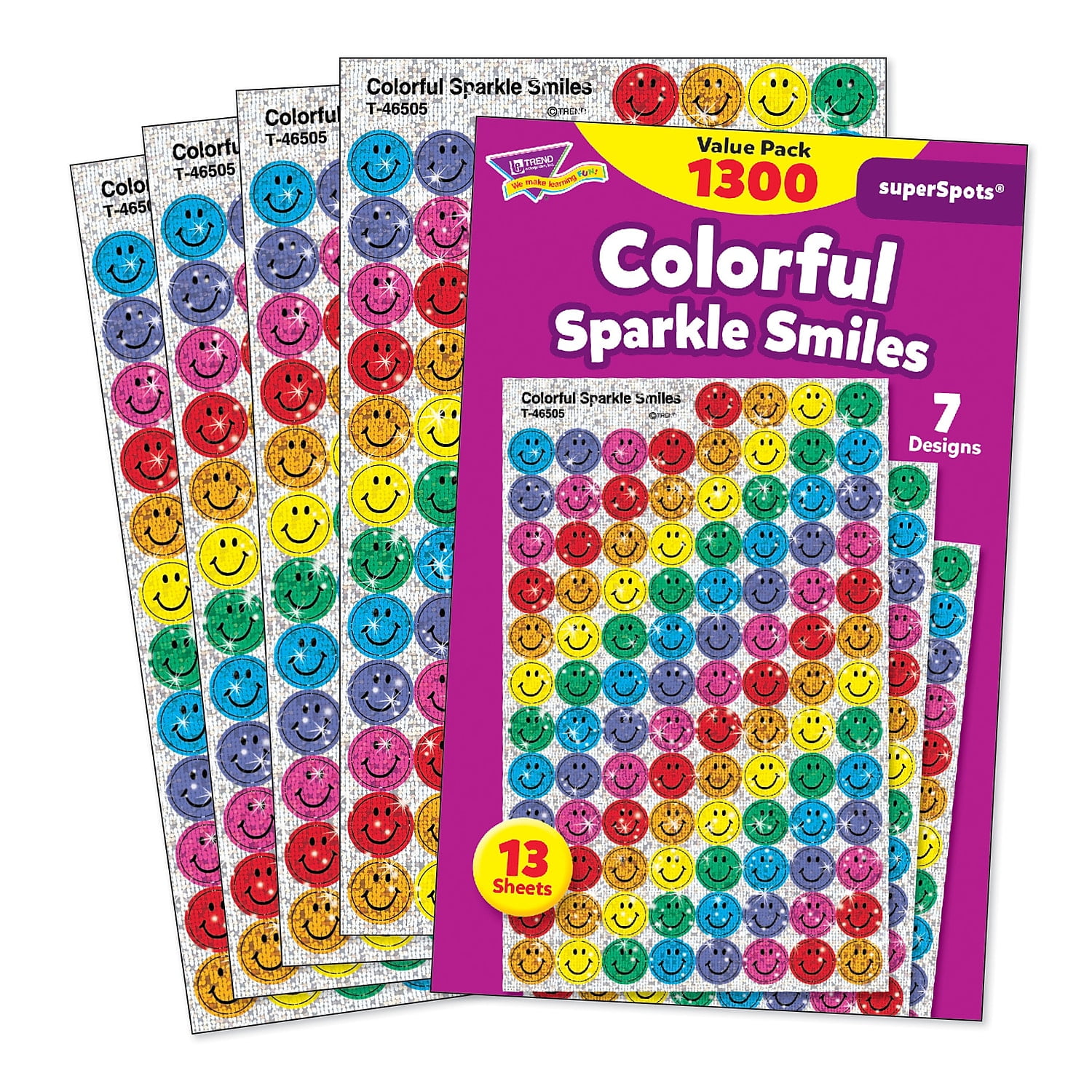 TREND Colorful Sparkle Smiles superSpots Value Pack, 1300 Per Pack, 3 Packs