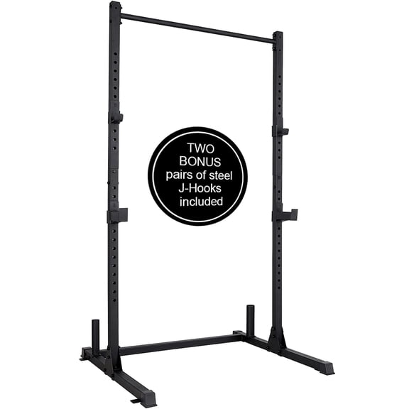 TOYTEXX Power Rack, Adjustable Squat Cage with 800 lb Capacity, 2" x 2" Steel Frame, 208 cm Height, 2 Bonus Pairs of J-Hooks, Multi-Grip Pull-Up Bar, Black