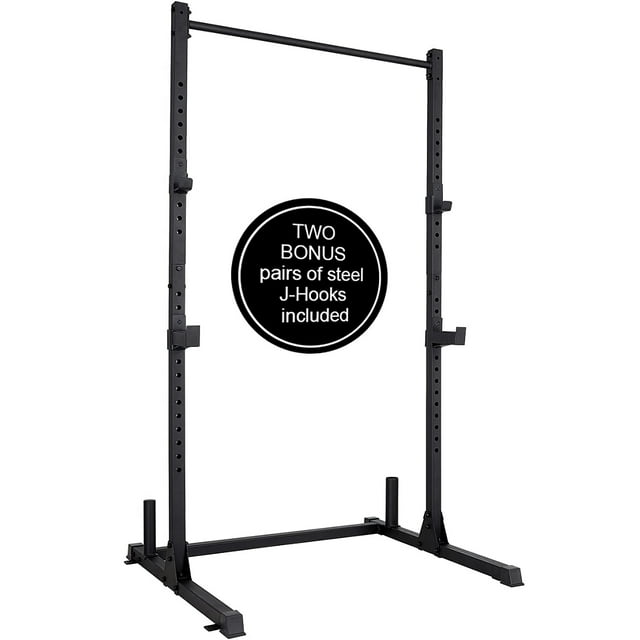 Intexca Squat Rack 800 LB Capacity, 2×2" Heavy‑Duty Steel Frame, Multi‑Grip Pull‑Up, Adjustable J‑Hooks (Black)