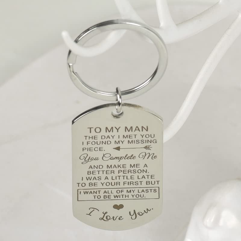 DEFNES® Valentines Day Gifts for Men, To My Man Keychain Anniversary for Him  Husband Gifts from Wife Birthday Gifts for Boyfriend Groom Fiance  Engagement Wedding Present Jewelry Key Ring 