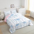 thumbnail image 3 of Homewish Cute Bow Tie Queen Comforter Set,Kawaii Flower Floral Bedding Sets,Blue White Bedding Comforter Set For Girl Kids,Ultra Soft Home Decor Reversible,3pcs, 3 of 8