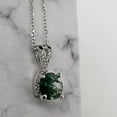 thumbnail image 3 of Fine Color Jewels Moss Agate Pendant Necklace with CZ Accent Stones for Women, 3 of 9