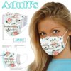 ICQOVD 50Pc Flower Print Adult Disposable Christmas Mask 3 Layer Earring Face Mask