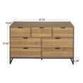 thumbnail image 5 of Yardi Yard 7 Double Drawer Dresser for Bedroom, Modern Accent Wide Chest with Black Knobs and Metal Legs Walnut, 5 of 10