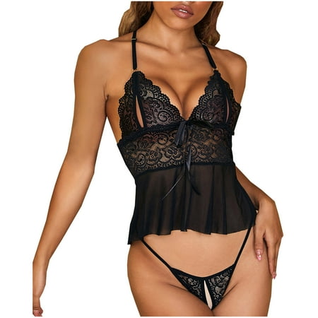

Floleo Clearance Womens Sexy Lace Lotion Open Crotch Appeal Set Two-piece Set Deals