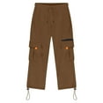 thumbnail image 5 of ZOYOEN Boys Sweatpants with Pockets- Casual Drawstring Elastic Waist Baggy Wide Leg Cargo Pants Brown Size 10, 5 of 6