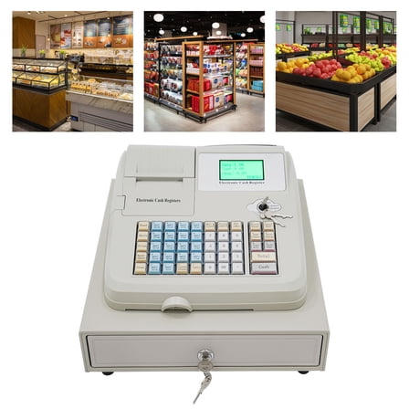 Vintoro 48 Keys Electronic Cash Register with Cash Detection Light, Automatic Pop-up Design