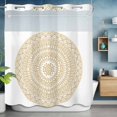 thumbnail image 6 of No Hook Shower Curtain with Snap in Liner, Vintage Yellow Bohemian Pattern Waterproof Bath Curtain Double Layers with See Through Top Window, Classic Boho Art Hotel Shower Curtains 72x72in, 6 of 9