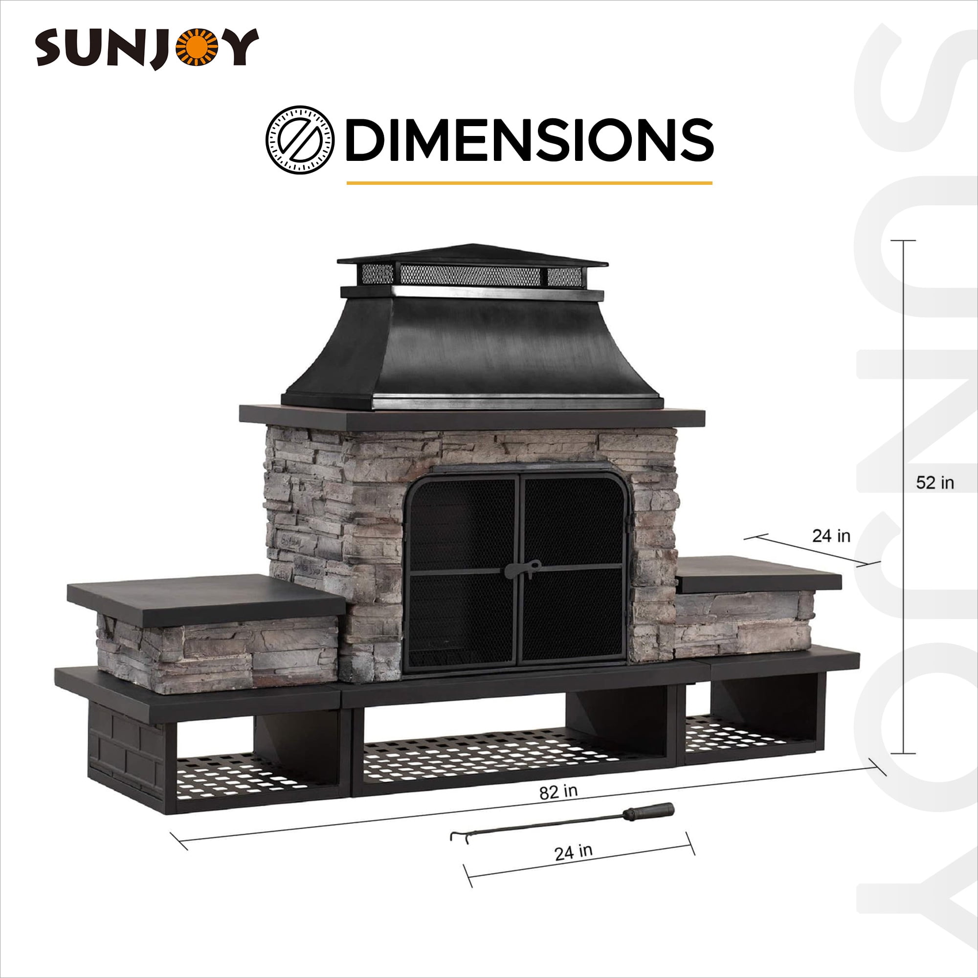 Sunjoy Emilio Wood Burning Fireplace - Black - Walmart.com