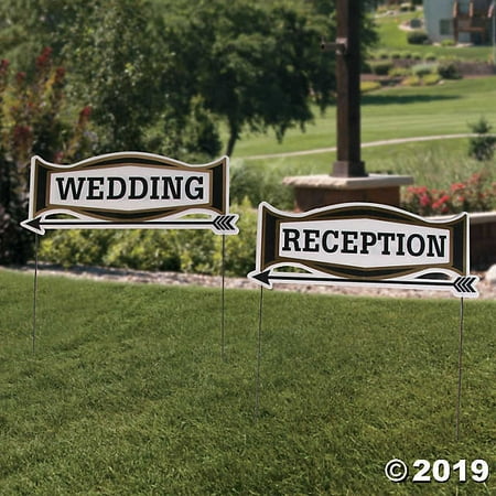 - Black & Gold Wedding Directional Yard Signs