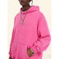 thumbnail image 5 of Men Hoodies Oversized Unisex Acid Wash Hoodie Vintage Cotton Sweatshirt Rose Red M, 5 of 9