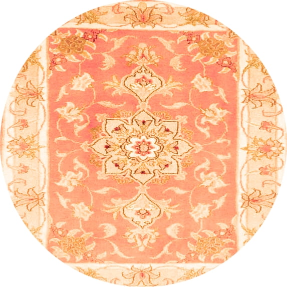 Ahgly Company Indoor Round Medallion Orange Traditional Area Rugs, 5' Round