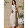 thumbnail image 4 of DARING DIVA Women's 2 Piece Set Summer Sleeveless Tank Top Wide Leg Pant Suit XS Apricot, 4 of 6