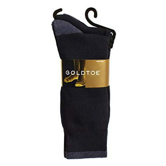 Gold Toe Socks For Men, Flat Knit Combed (82%) Cotton Crew 3-Pair (Very Dark Navy)