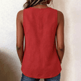 thumbnail image 4 of Tank Tops for Women Cotton Linen Button V Neck Sleeveless Shirts Casual Summer Gauze Boho Tops Beach Western Shirts Red XL, 4 of 6
